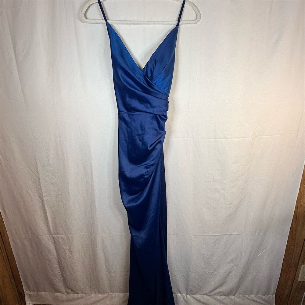 Galina Signature Dress Womens 8 Royal Blue V-Neck Spaghetti Strap Maxi